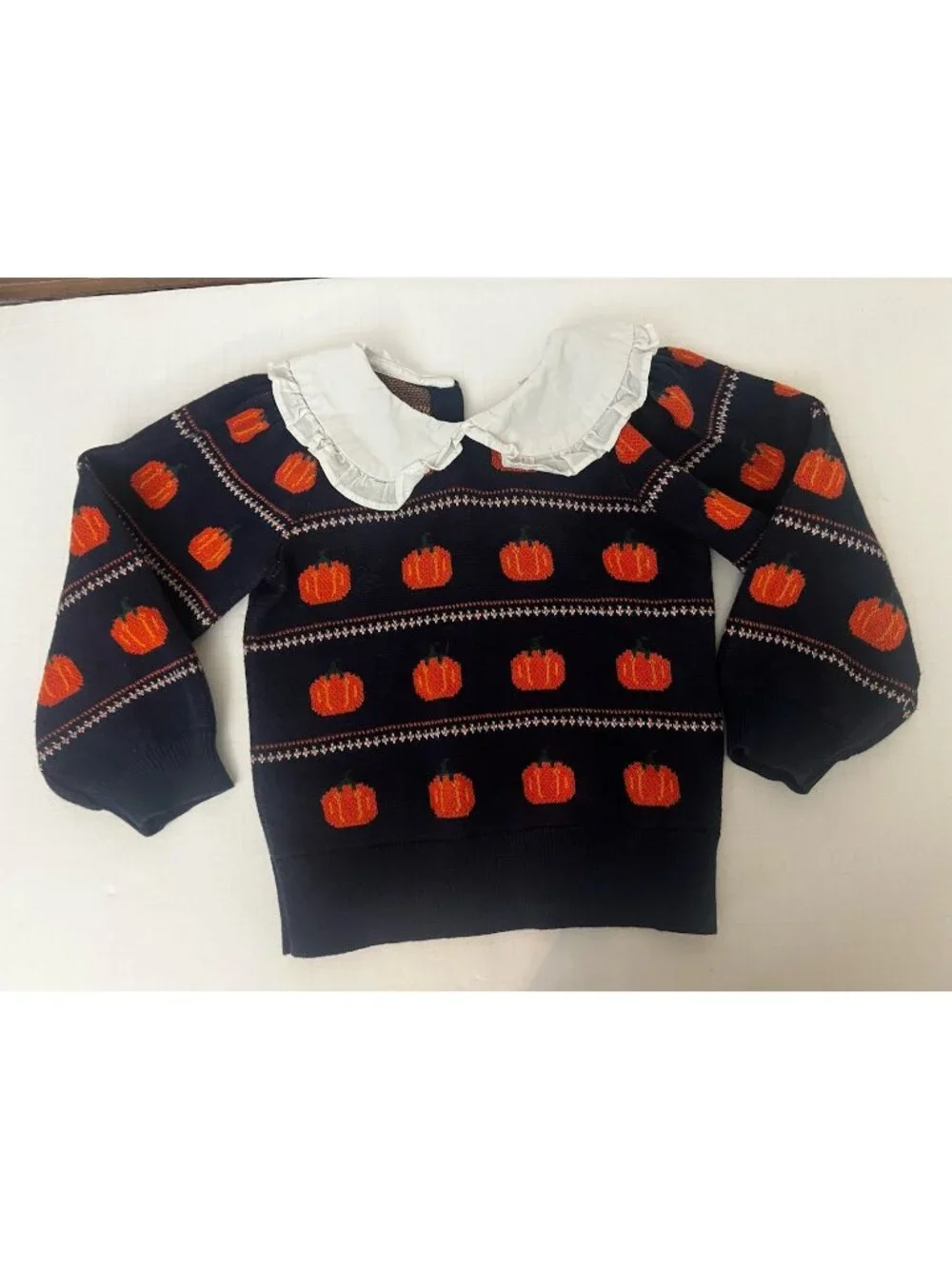 Janie & Jack Girls' Long Sleeve Pumpkin Sweater Size 2T Thanksgiving Fall Autumn